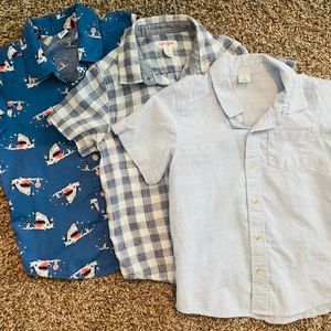 Boys 5T Cat & Jack/Old Navy short sleeve button down shirts. Lot of 3.